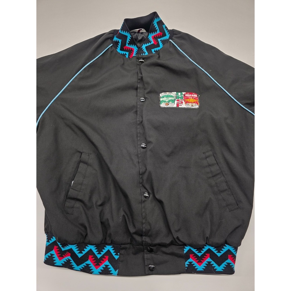 Vintage BNSF Sante Fe Railroad‎ West Ark Aztec Black Bomber Jacket Coat - XL
